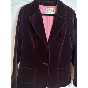 Vintage Sport Ease Fashions Velour Jacket Maroon Buttons Goth Retro Women Sz L